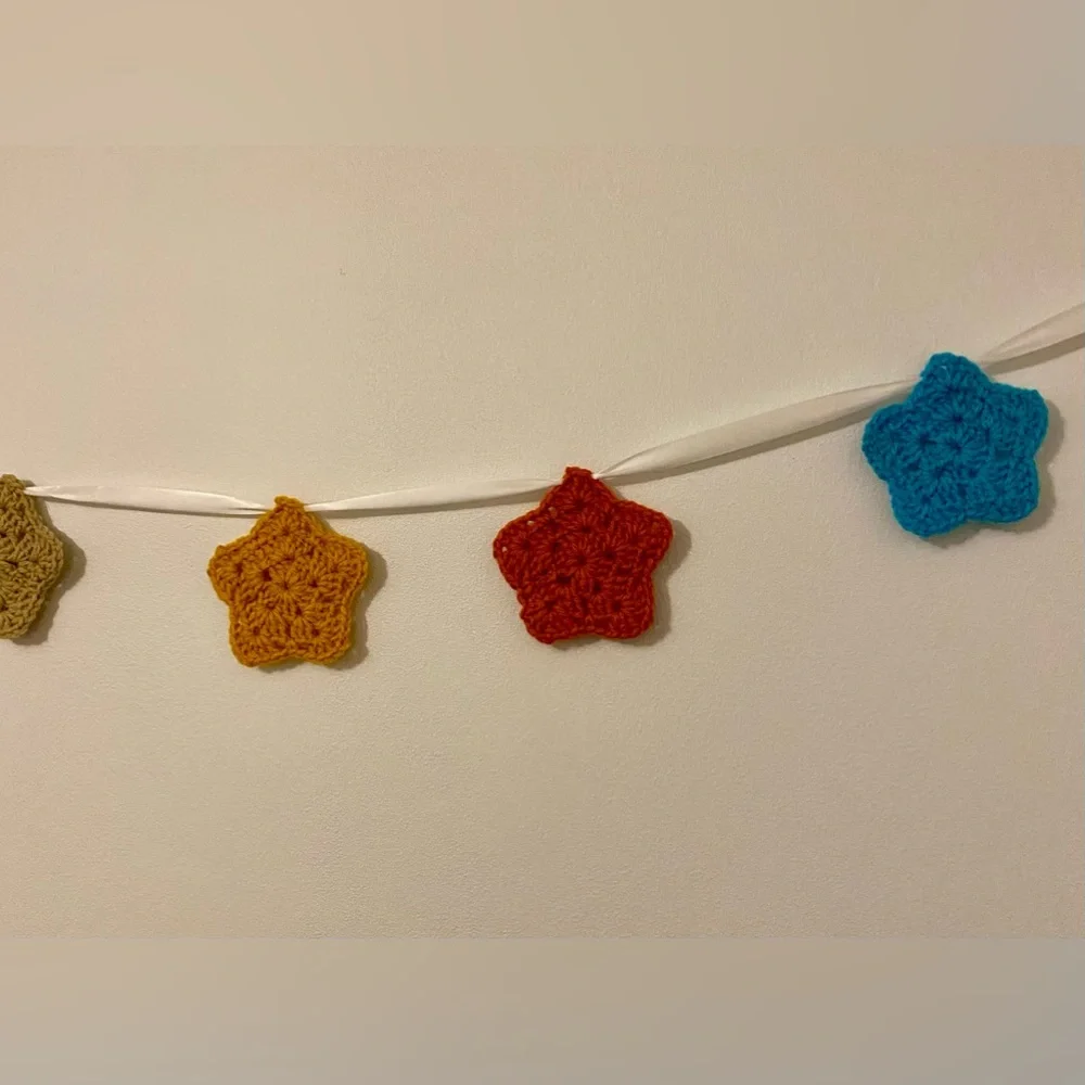 Crochet Star garland multi color